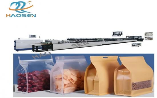 HS-BBF-700 HS-BBF-800 8 (Eight) Side Seal Flat (Square) Bottom Zipper Bag Making Machine